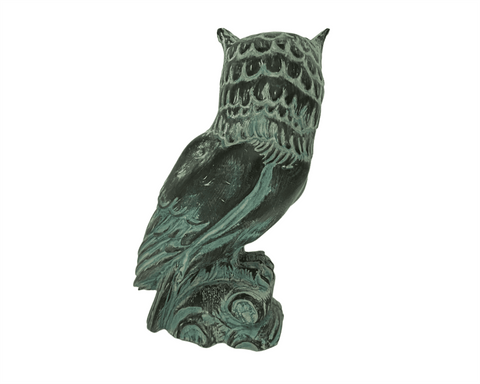 Goddess Athena's Owl Statue with Green Patina ,Plaster Sculpture Cast 16,5cm