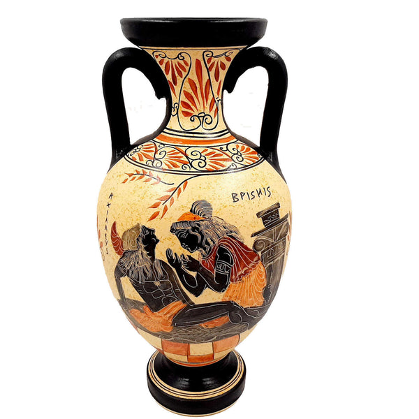Greek Amphora 31cm,Ancient Greek art, shows Hector,Achilles,Briseis - ifigeneiaceramics