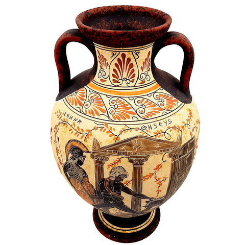 Greek Amphora 36cm Ancient Greek pottery ,Theseus and Minotaur,Achilles and Eudoros - ifigeneiaceramics