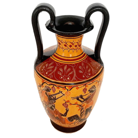 Greek Amphora Vase 25cm,God Dionysus with Maenads - ifigeneiaceramics