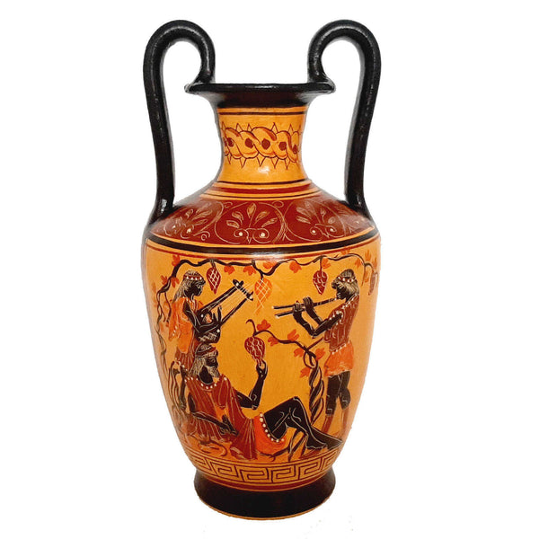 Greek Amphora Vase 25cm,God Dionysus with Maenads - ifigeneiaceramics