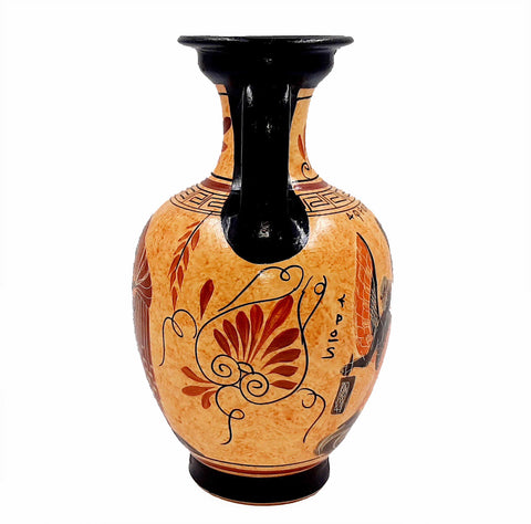 Greek Ceramic Pottery Vase,Amphora 22cm,Showing Goddess Aphrodite with Eros and Pothos - ifigeneiaceramics