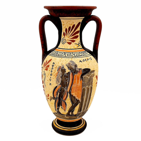 Greek Ceramic Pottery,Amphora 26cm,Adonis with Goddess Aphrodite - ifigeneiaceramics
