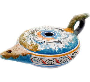 Greek Ceramic lamp  ,Cretan art Painting,Length 20cm, Width 12cm - ifigeneiaceramics