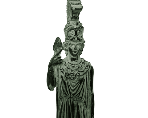 Greek Goddess Athena Statue, Green Plaster Cast Sculpture 26,5cm