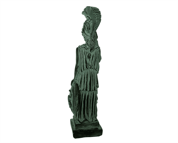 Statue de la déesse grecque Athéna, sculpture en plâtre vert 26,5 cm