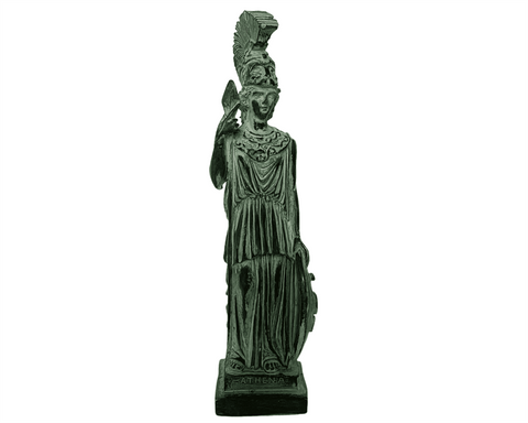 Statue de la déesse grecque Athéna, sculpture en plâtre vert 26,5 cm