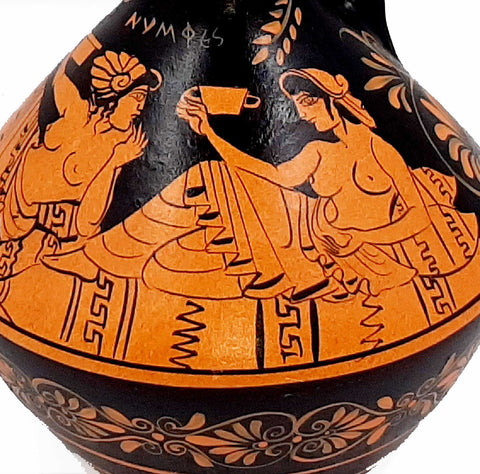 Greek Oinochoe Red figure Pottery Vase 25cm, Nymphs - ifigeneiaceramics