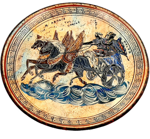 Greek Plate 28cm , Ancient Greek pottery,Paris abducts Helen - ifigeneiaceramics