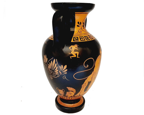 Greek Pottery Amphora 26cm,Red figure Vase,Showing Minotaur - ifigeneiaceramics