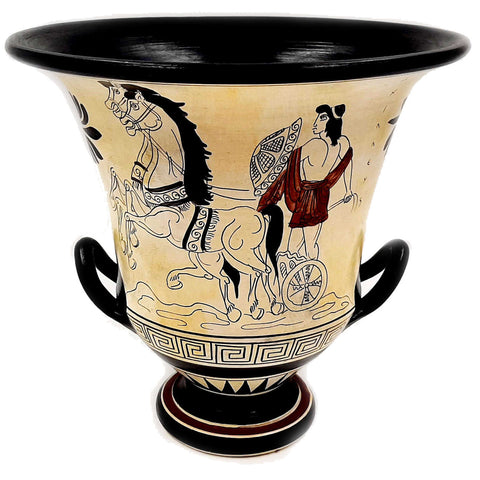 Greek Pottery Art,Krater 21cm ,Attic White Ground,Achilles,God Dionysus