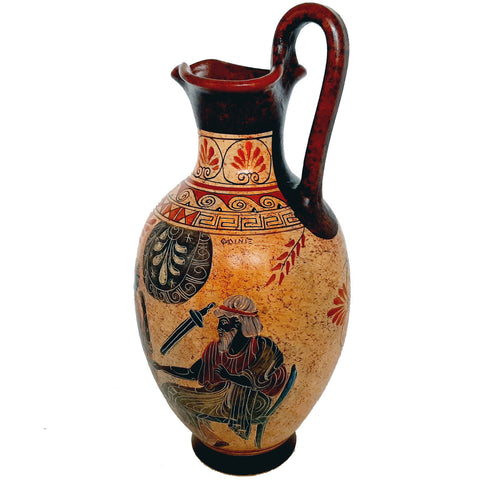 Pot de poterie grecque, Vase 36cm,Satyre avec Menas,Briseis avec Phoenix