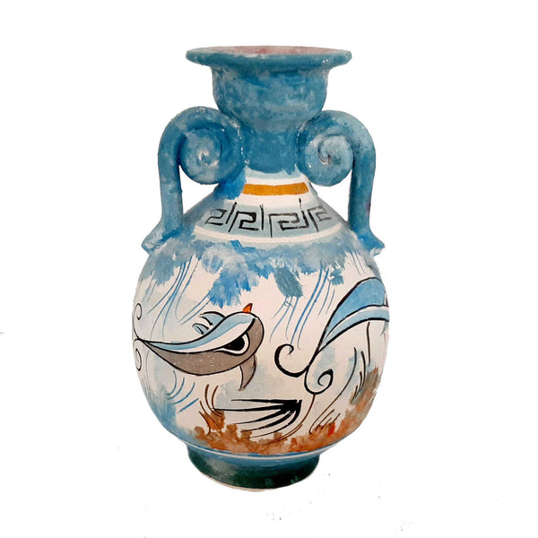 Greek Pottery Pot 13,5cm,Minoan Art Painting - ifigeneiaceramics