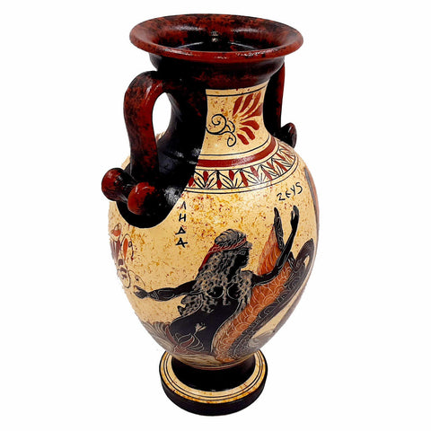 Greek Pottery Pot Vase 26cm, Zeus with Leda and Triton - ifigeneiaceramics