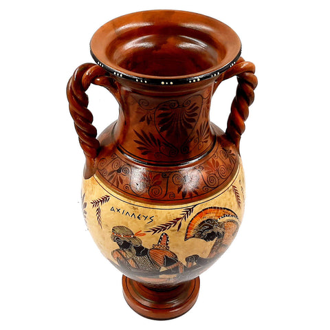 Greek Pottery Vase Amphora 36cm,Showing Achilles and Patroclus - ifigeneiaceramics