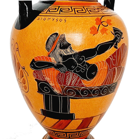 Greek Pottery Vase Amphora 26cm,Showing Goddess Aphrodite and God Dionysus - ifigeneiaceramics