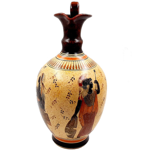 Greek Pottery Vase,Oinochoe 38cm,Goddess Aphrodite with Adonis and God Zeus with Athena - ifigeneiaceramics