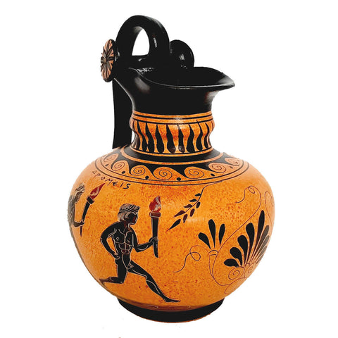 Ancient Greek Pottery ,Rhodian Oinochoe 20cm,shows themes from Ancient Olympics - ifigeneiaceramics