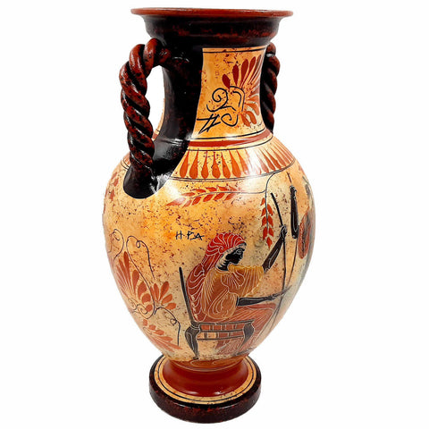 Greek Vase,Amphora 36cm,Multicolored,shows Theseus and the Minotaur - ifigeneiaceramics