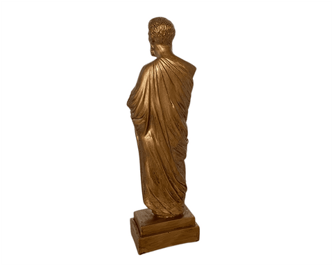 Statue d'Hippocrate, Le père de la Médecine, Patine Bronze, Sculpture en Plâtre 24,5cm