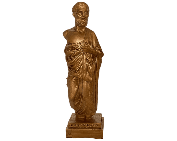 Statue d'Hippocrate, Le père de la Médecine, Patine Bronze, Sculpture en Plâtre 24,5cm