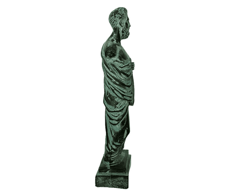 Hippocrates Statue ,The father of Medicine, Green Plaster Cast Sculpture 24,5cm
