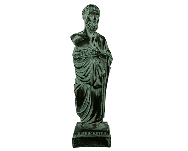 Statue d'Hippocrate, Le père de la médecine, Sculpture en plâtre vert 24,5 cm