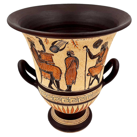 Krater 26cm,Ancient Greek Pottery,Showing Classroom Situatuions and Triton - ifigeneiaceramics