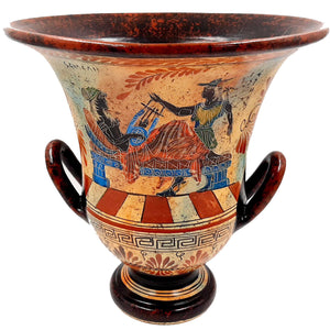 Krater 26cm,Ancient Greek Pottery,shows Adonis with Godess Aphrodite,God Hermes with Semele - ifigeneiaceramics