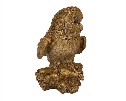 Owl on woods Statue,Bronze Patina ,Plaster Sculpture Cast 16,5cm