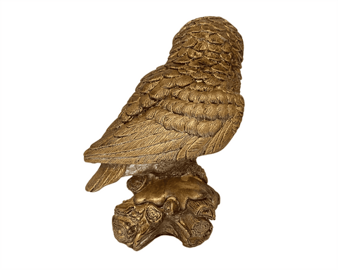 Owl on woods Statue,Bronze Patina ,Plaster Sculpture Cast 16,5cm
