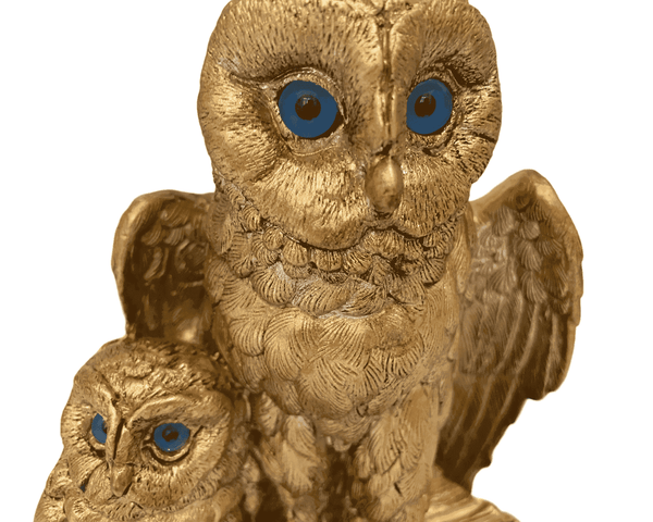 Owl with her baby Statue,Bronze Patina ,Plaster Sculpture Cast 17cm