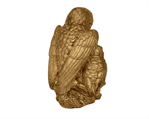 Κουκουβάγια με το μωρό της Άγαλμα, Χάλκινη Πατίνα, Γύψινο Γλυπτό 17cm