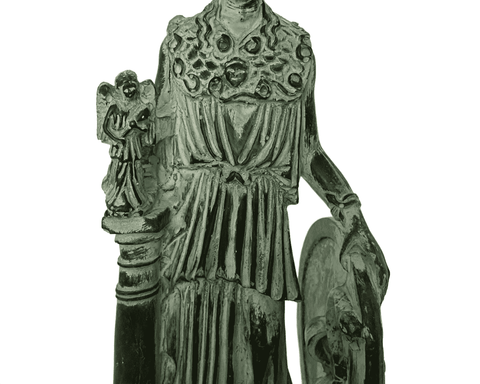 Pallas Athena Statue,Greek Goddess, Green Plaster Cast Sculpture 26,5cm