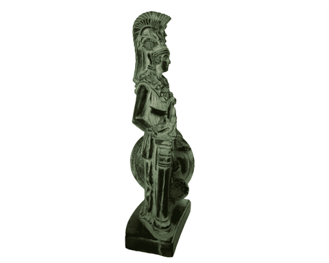 Statue de Pallas Athéna, déesse grecque, sculpture en plâtre vert 26,5 cm