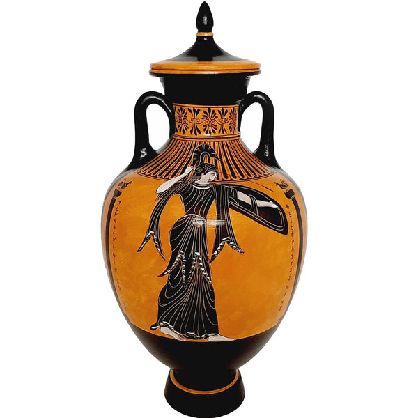 Panathenaic Black figure Amphora 39cm,shows Goddess Athena - ifigeneiaceramics