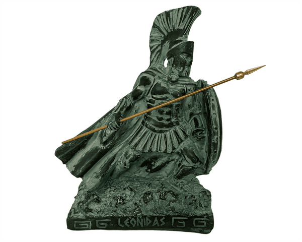 Sculpture en plâtre 20 cm,Statue de Léonidas, le roi de Sparte, avec sa lance