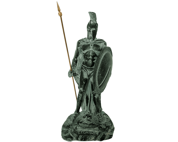 Sculpture en plâtre 26 cm,Statue du roi Léonidas avec lance et bouclier