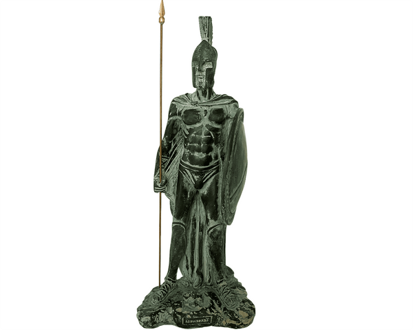 Plaster Sculpture 36cm,Statue of King Leonidas with spear and shield