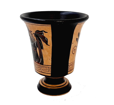 Pythagorean cup,Greedy Cup 11cm,Black Figure painting, shows Goddess Aphrodite - ifigeneiaceramics