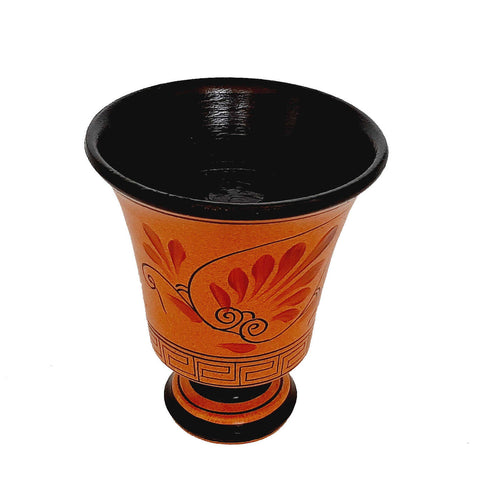 Pythagorean cup,Greedy Cup 11cm,Orange background shows God Poseidon - ifigeneiaceramics
