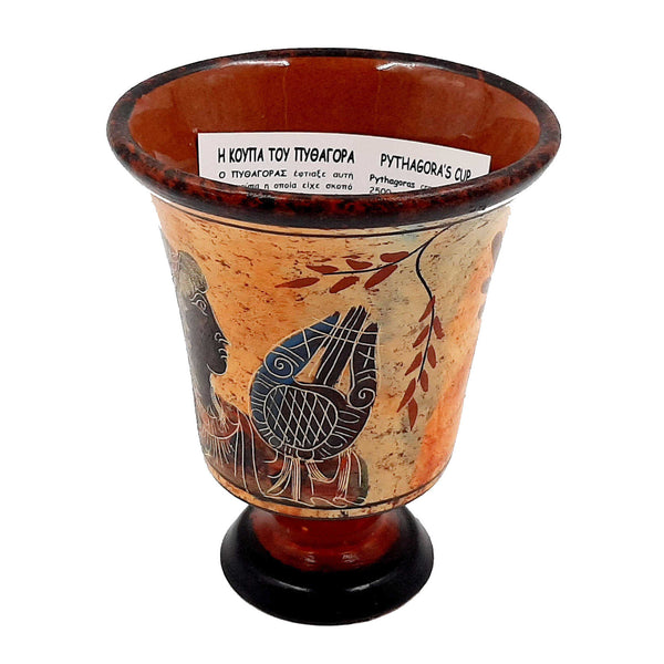 Πυθαγόρειο κύπελλο,Greedy Cup 11cm γυάλινο,Δείχνει τον Θεό Απόλλωνα