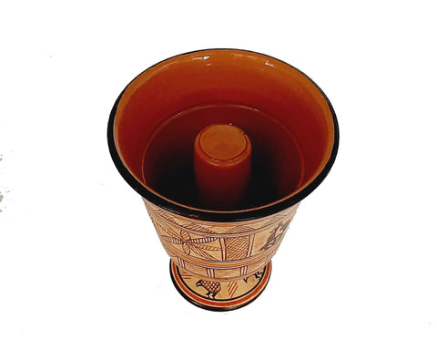 Πυθαγόρειο κύπελλο, Greedy Cup γυαλισμένο 11cm, Γεωτερική κεραμική