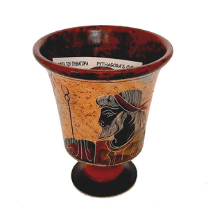 Pythagorean cup,Greedy cup 11cm,Multicolored,Showing God Zeus - ifigeneiaceramics