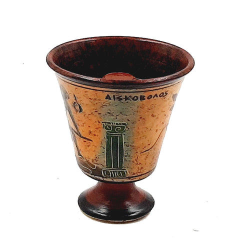 Pythagorean cup,Greedy cup 11cm,Multicolored,Shows Discus throw - ifigeneiaceramics