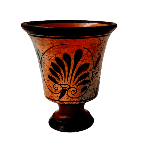 Pythagorean cup,Greedy cup 11cm ,Multicolored and glazed,Showing Achilles - ifigeneiaceramics