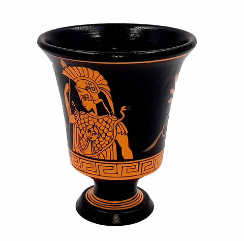 Pythagorean cup,Red Figure painting,Shows Goddess Athena - ifigeneiaceramics