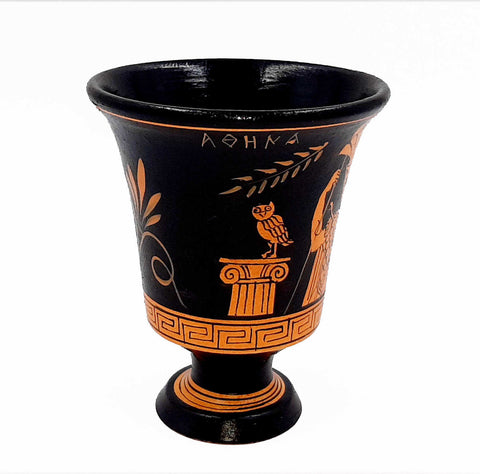 Pythagorean cup,Red Figure painting,Shows Goddess Athena - ifigeneiaceramics