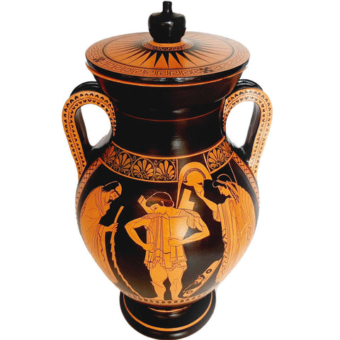 Red Figure Pottery Vase Replicas 45cm,Arming of Hector,Priam and Hecuba - ifigeneiaceramics
