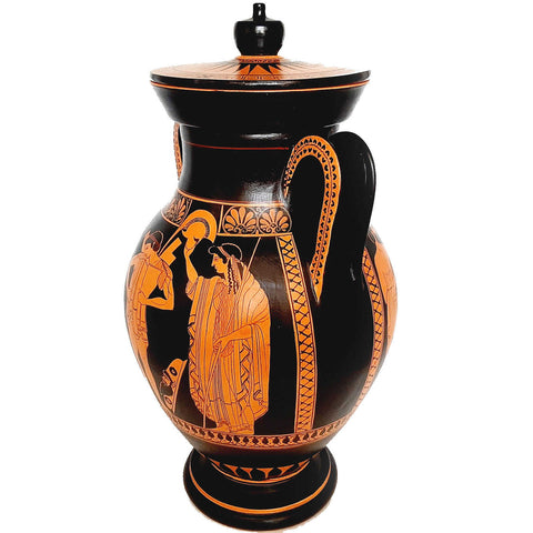 Red Figure Pottery Vase Replicas 45cm,Arming of Hector,Priam and Hecuba - ifigeneiaceramics